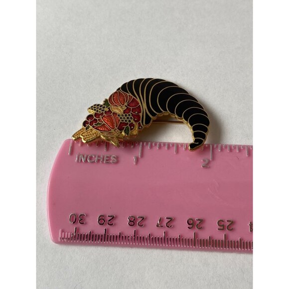 Crown Fish Cornucopia-Style Enamel Pin With Vibrant Fruit & Gold-Tone Details J0 - Picture 10 of 10